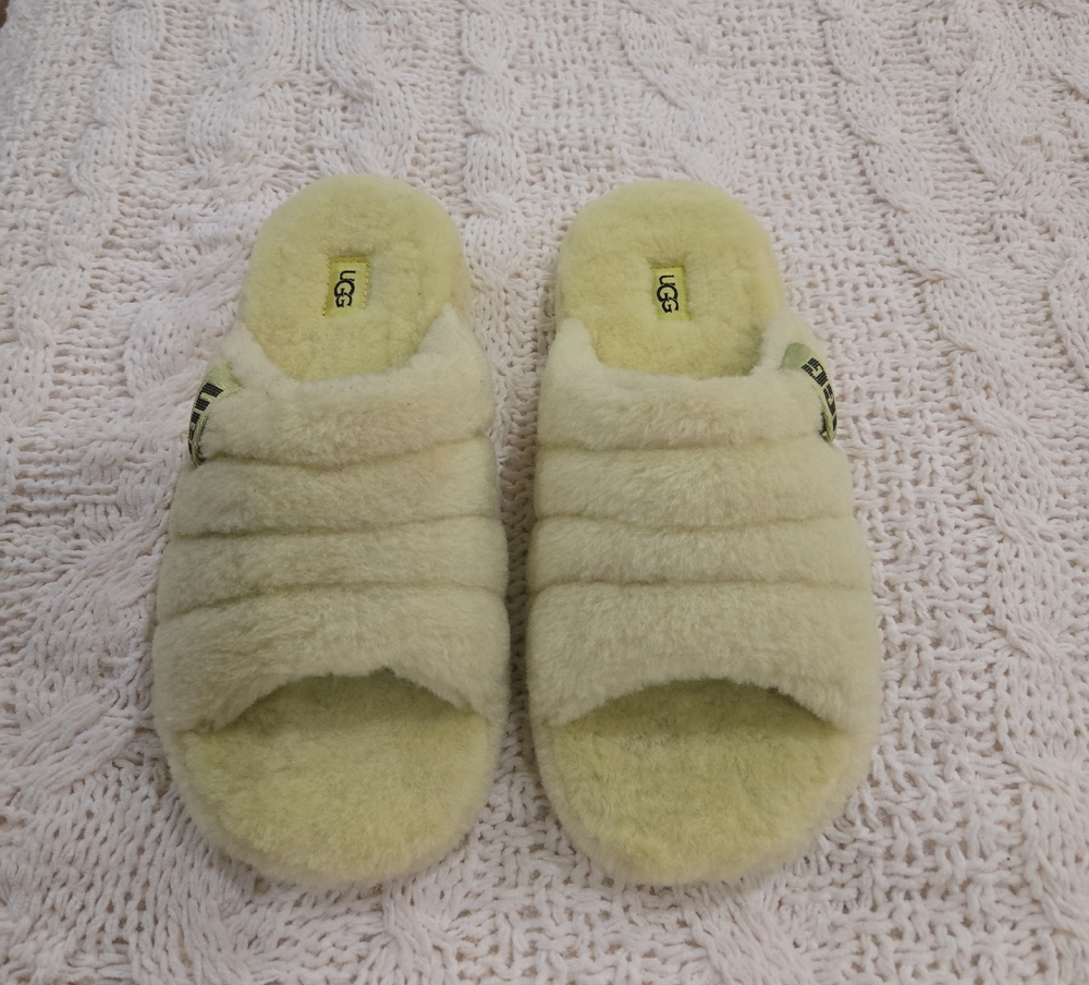 UGG Size 9 Mens Light Green/Yellow Slide Slip On Slippers
